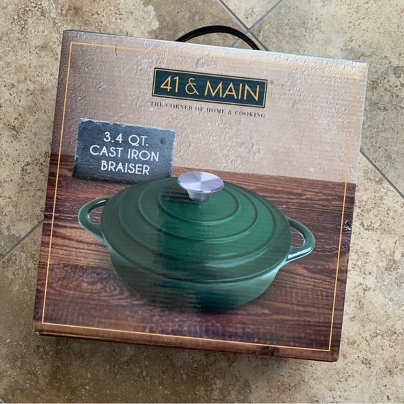 NEW 41 & Main 3.4 Quart Cast Iron Braiser